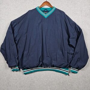 Vintage Russell Athletic Men's XXL Blue Pullover V-Neck Windbreaker Track Jacket